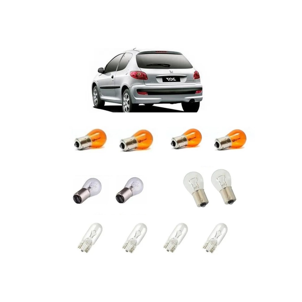 Lâmpadas Para Lanterna Traseira Seta Ré E Freio Peugeot 206 E 207
