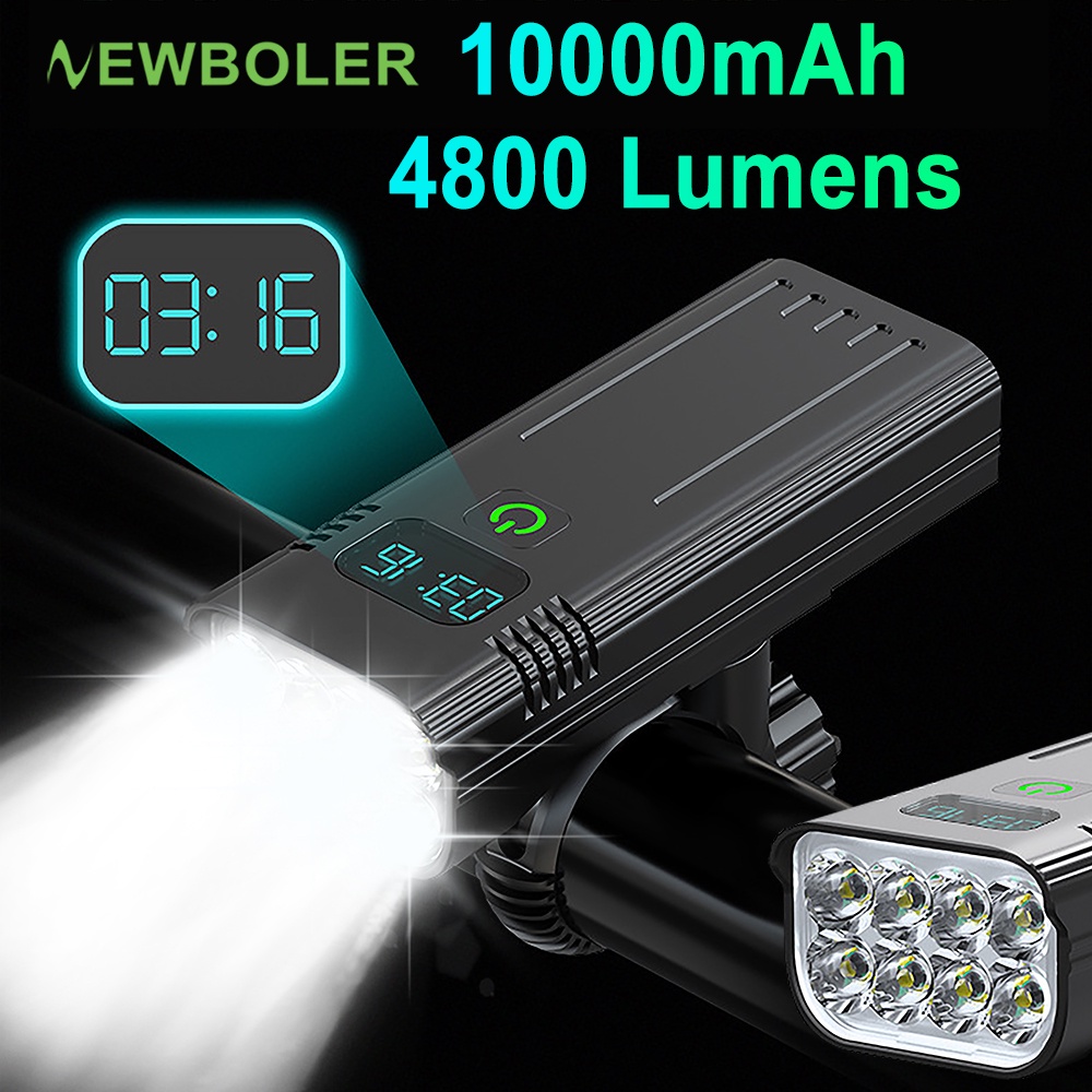 NEWBOLER Luce Bici LED 10000 Lumen Con Power Bank 10000mAh E Ricarica USB