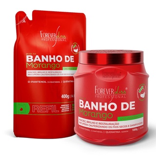 Combo Máscara Banho de Verniz Morango e Refil Forever Liss