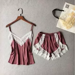 Patchwork Sexy Lace Mulheres Shorts Pijama Definir Respirável Alcinhas Feminino Idioma