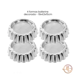 Forma Ballerine Crespa 19x4,5x15cm Em Alumínio 4 Unidades