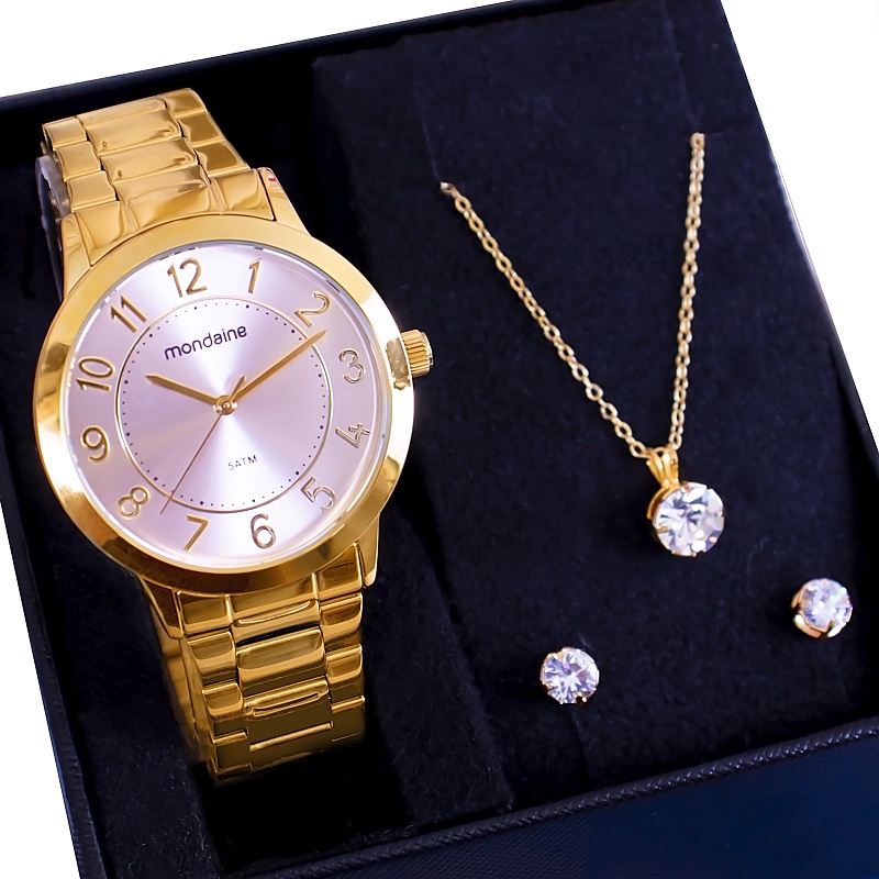 Imagem do produto Relógio Feminino Mondaine Dourado 83469lpmvde2 Colar e Brincos