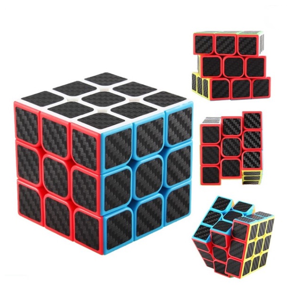 Cubo Mágico 3x3x3 Neon Brinquedo Adesivo Fibra Carbono Base Preta Peças ...
