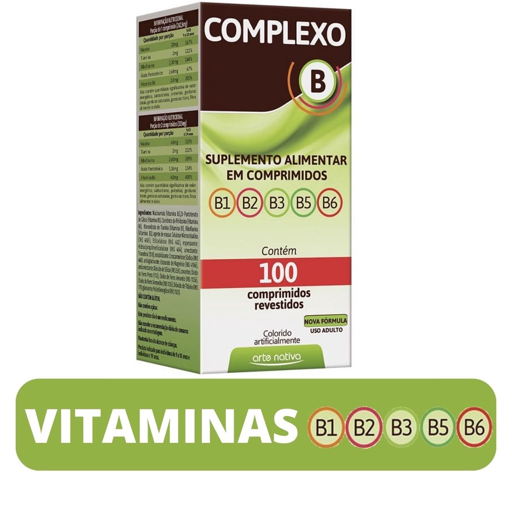Suplemento De Vitaminas Complexo B 100 Comprimidos Arte Nativa | Shopee ...