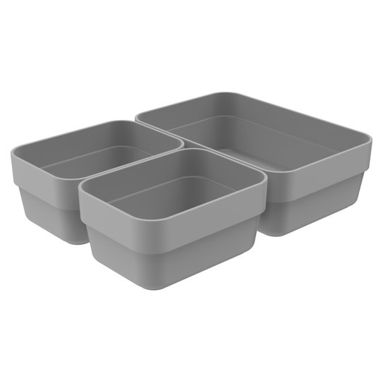 Kit 3 Cestos Organizador Gaveta Plástico Multiuso Quarto Cozinha Mini/P Logic - CLL 100 Ou