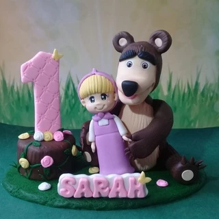 Topo de bolo - Vela Masha e o urso Biscuit *** envio em 15 dias uteis
