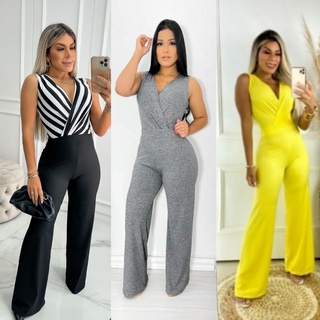 Modern Girl Macacão Longo Feminino Pantalona Duna Luxo Confortável