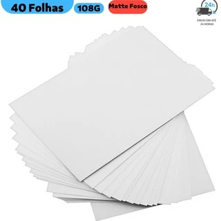 Kit 40 Folhas Papel Fotografico Matte Fosco Adesivo 108g Premium MASTERPRINT