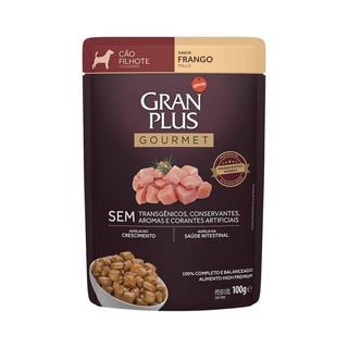 Racao Umida Gran Plus Gour Caes Filhotes Frango Sache 100g