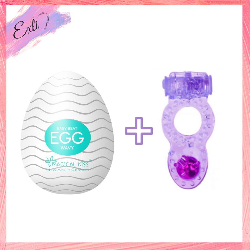 Kit EGG masturbador kiss + Anel peniano vibrador sex shop