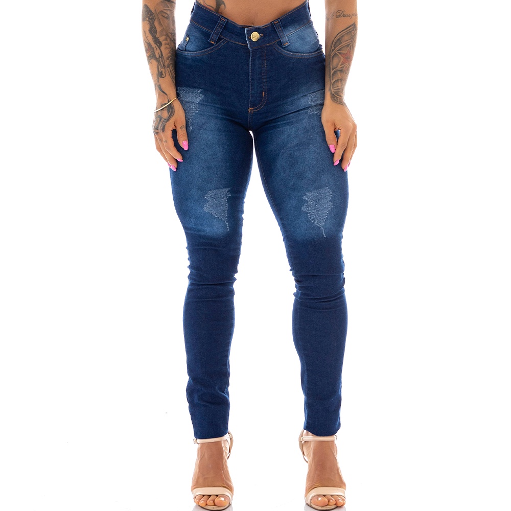 Calça Jeans Escura Perna Stonada (N), Calça Feminina Kensie Jeans Usado  94217955