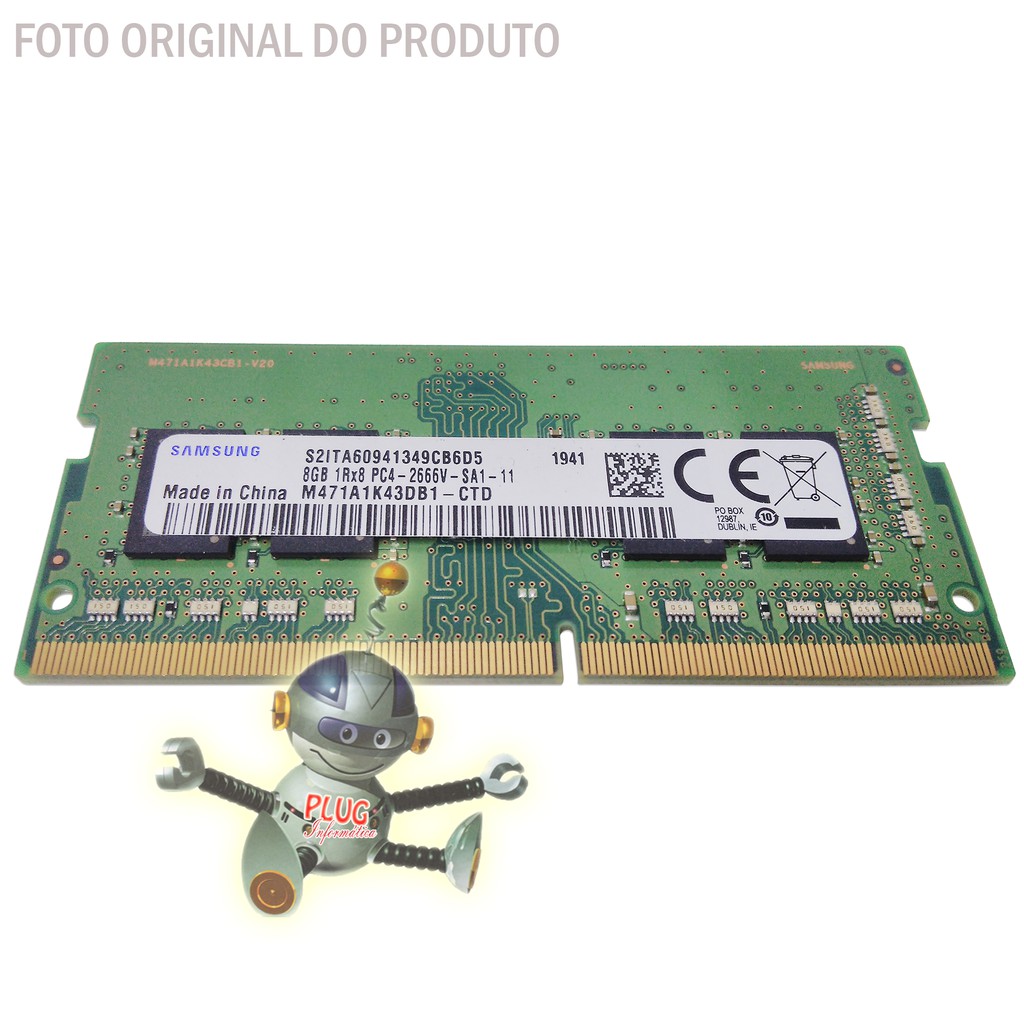 Memória RAM Notebook Samsung 8GB 1Rx8 PC4-2666V-SA1-11