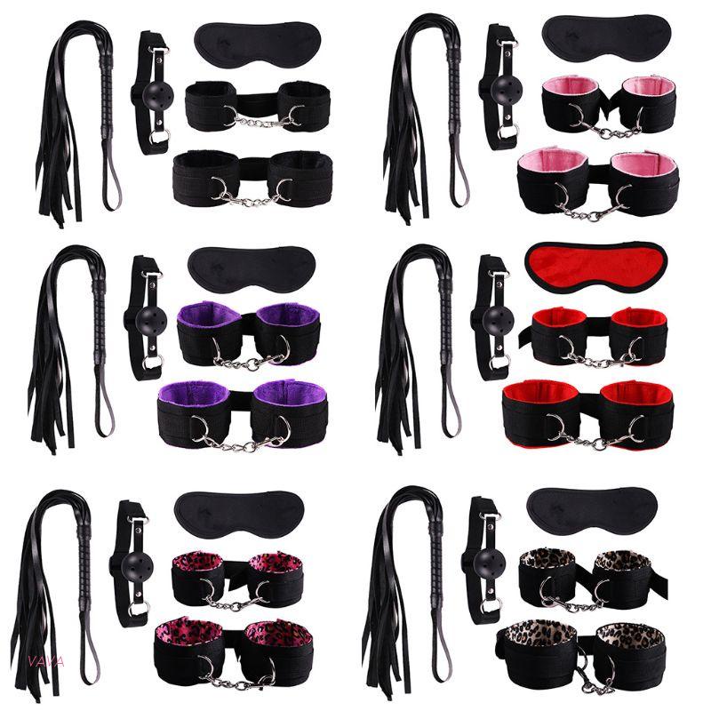 Vav 5 Pçs Kit Adulto Brinquedos Do Sexo Algemas Chicote Blindfold