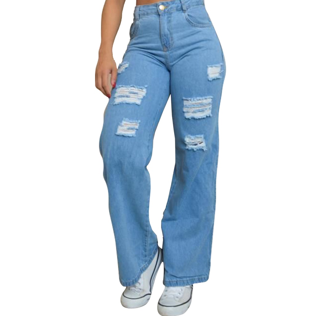 Calça flare 2024 jeans rasgado