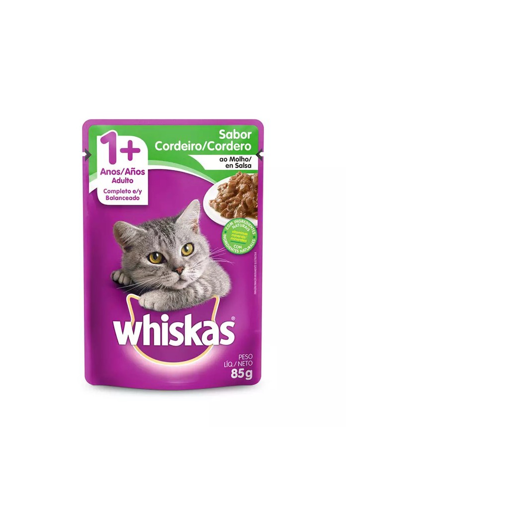 Alimento Húmedo para Gatos Adultos Whiskas Sabor Cordero 85g 