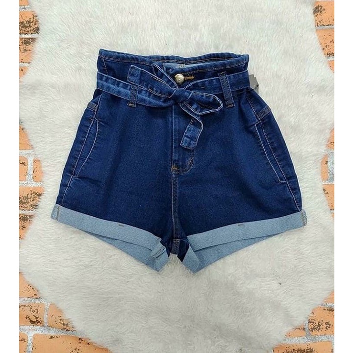 Shorts com sales laço jeans