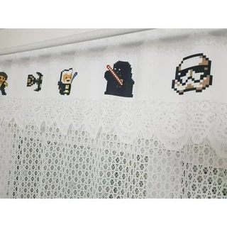 Cortina de Renda para Cozinha Geek Star Wars 16bits Pixel Retro