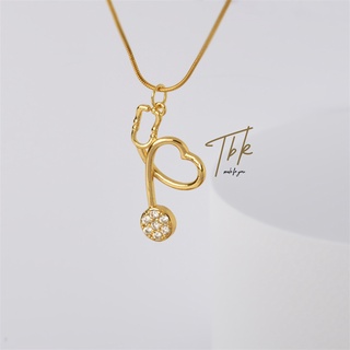 TBK 18K Estetoscópio Ouro Pingente Colar Acessórios Para Mulheres Hipoalergênico 73Ntala by kyla