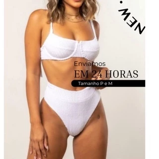 Hot pants biquini texturizado retrô gringo cintura alta asa delta