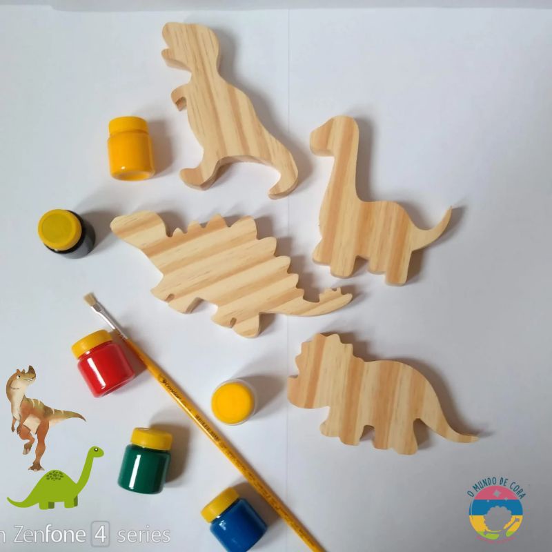 Kit de Dinossauros em Madeira para Pintar - Brinquedo Educativo - Ioiô de  Pano Brinquedos Educativos