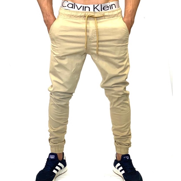 Calça jeans bege Jogger Masculina Varias Cores,Lançamento slim fit jeans rasgada