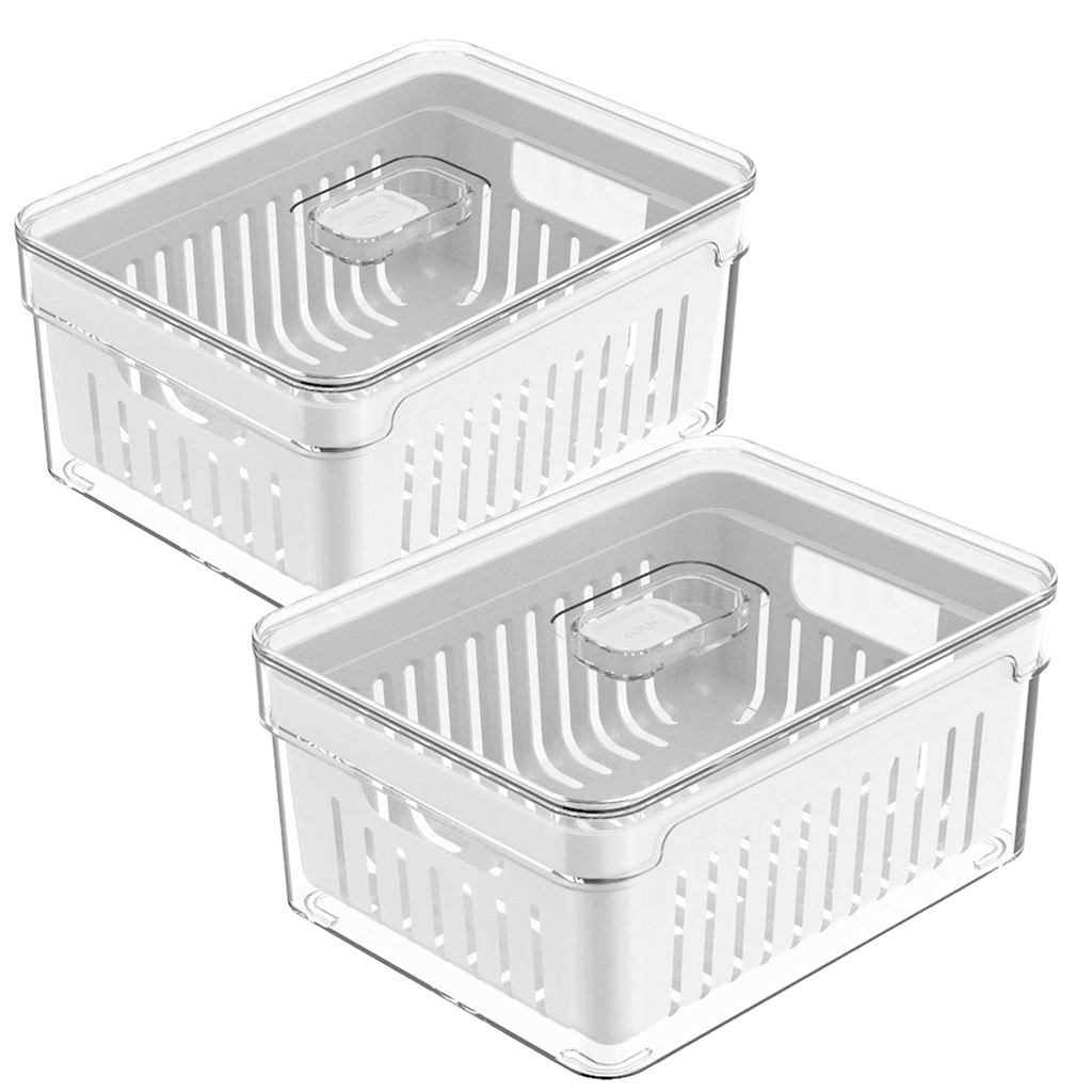 Kit 2 Organizadores 2,2L De Geladeira Alimentos Verduras Legumes - OU