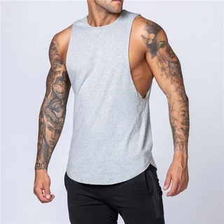 Camisa De Ginástica Masculina Vestuário Stringer Tank Top Algodão Colete Sem Mangas Man Plain Canotte Bodybuilding Tanktop