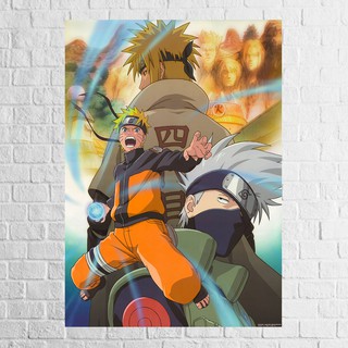 Placa Decorativa Naruto Clássico Time 7 Kakashi Sasuke Ninja Cor Marrom