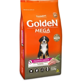 Ração Golden Mega Cães Filhotes Raças Grandes Frango e Arroz 15kg