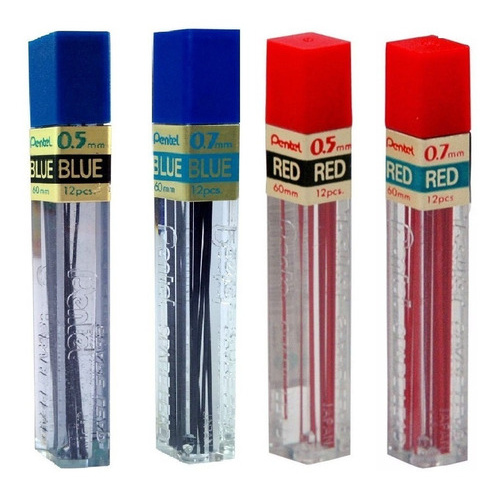 1 tubo de Grafite Pentel Azul Ou Vermelho 0,5mm Ou 0,7mm - Unidade
