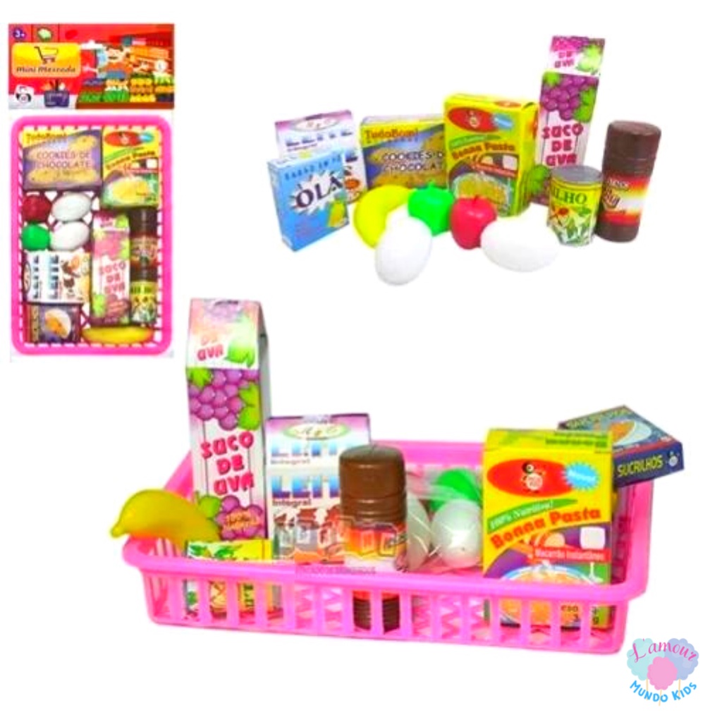 Mini mercado cestinha brinquedo comida infantil