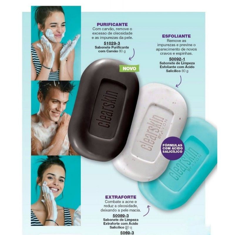 Clearskin Sabonete de Limpeza para Rosto e Corpo em barra 70g - Avon ...