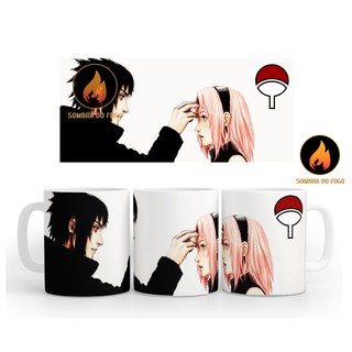 Caneca Otaku De Casal Metadinha - Sasuke e Sakura Shippuden