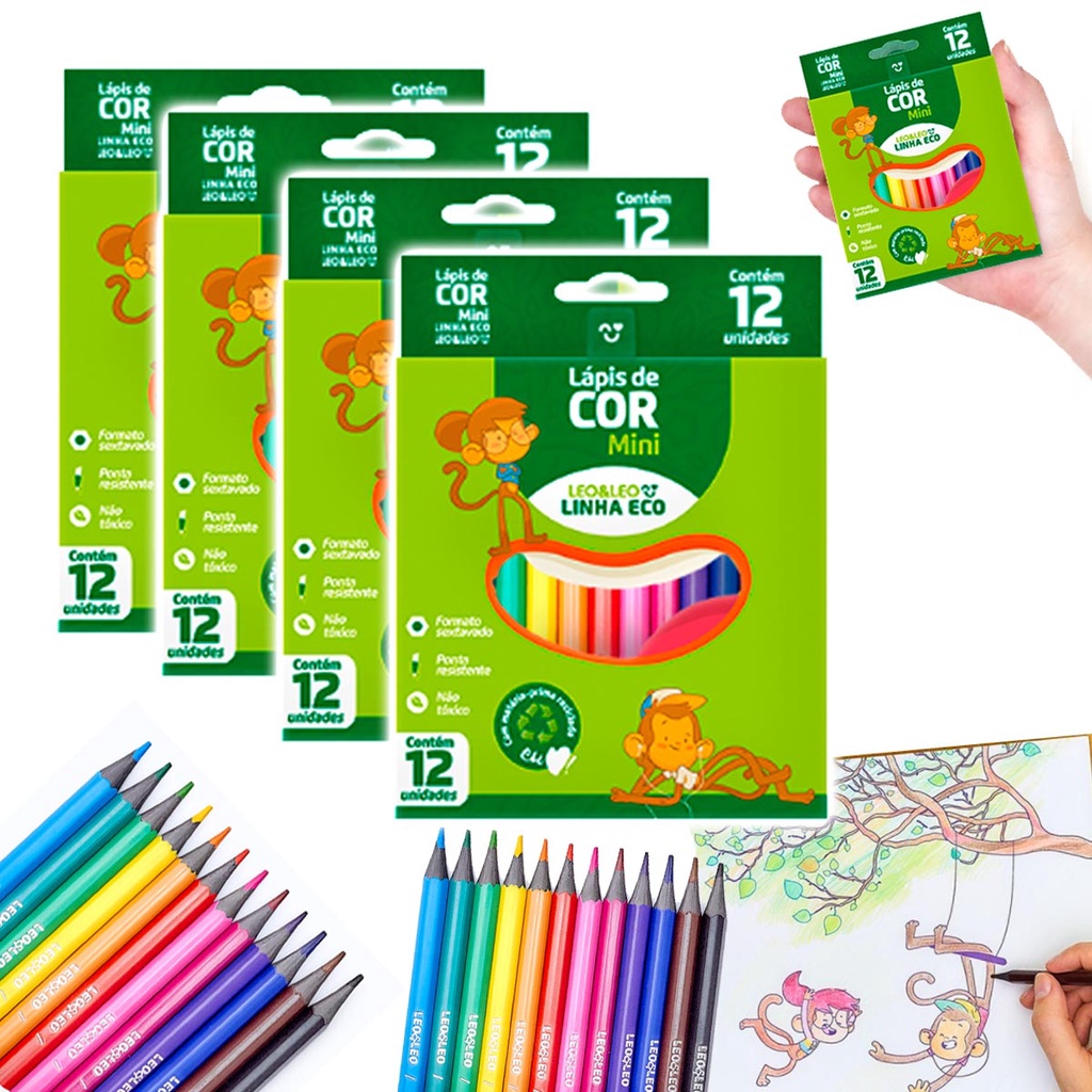 Lápis de Cor 12 Cores Eco Gatte Kids