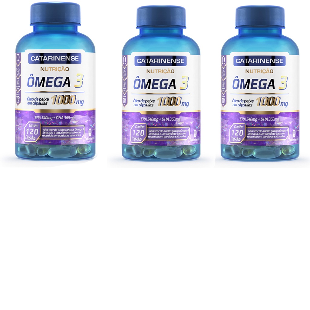 Kit 3 Omega 3 1000mg 120 Cápsulas - Catarinense