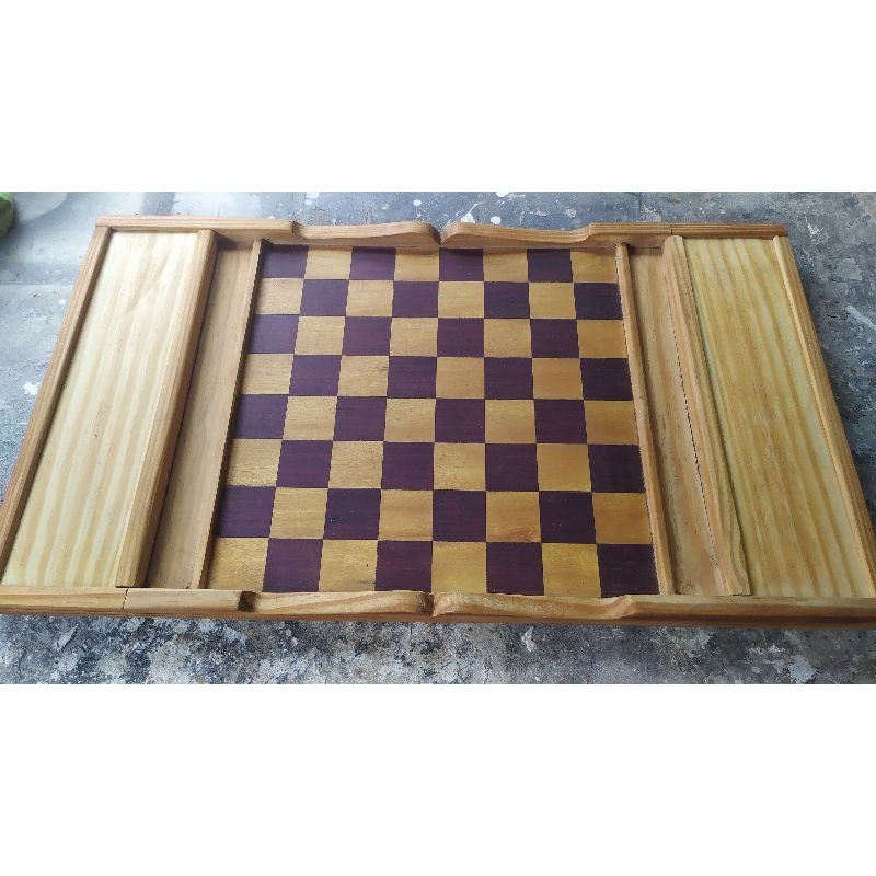 Jogo xadrez tabuleiro dobravel marchetado madeira macica casas5x5