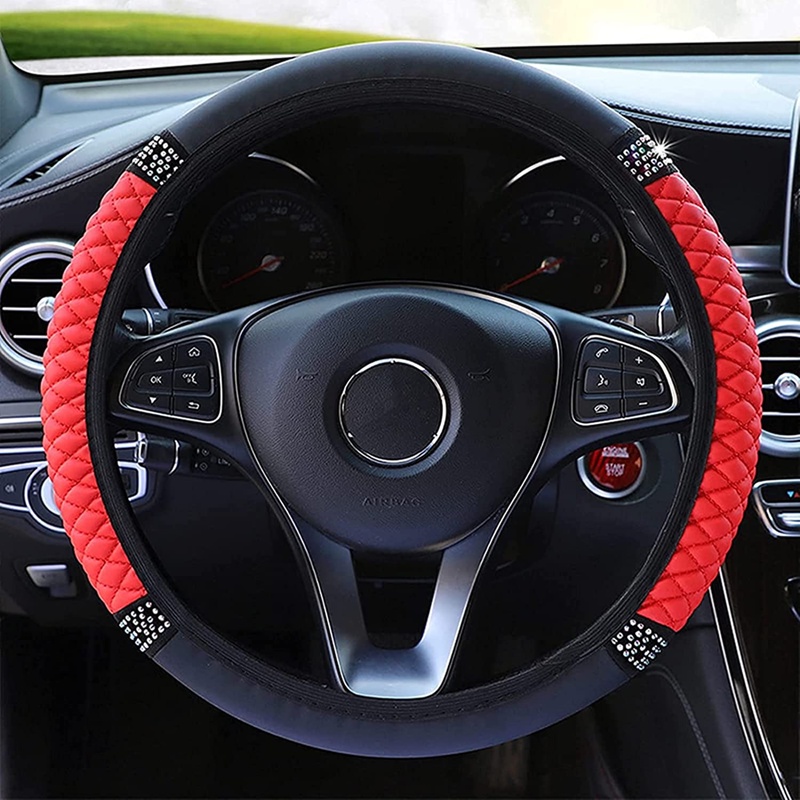 Bling - Funda Para Volante De Coche Con Diamantes De Imitación Brillantes Para Mujer, Ajuste Universal De 15 Pulgadas, Funda Antideslizante Para Anillo De Dirección De Coche SUV