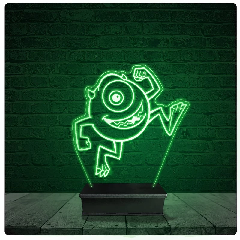 Luminária Abajur Acrílico Led - monstros sa mike wazowski