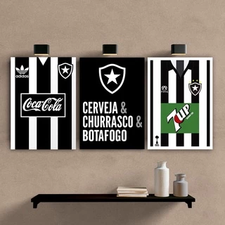 Botafogo de Futebol e Regatas, Fogo, Alvinegro, Kit 3 Quadros Decorativos 30x20cm