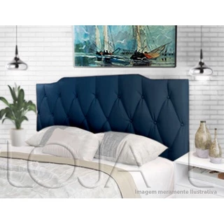 Cabeceira Painel Estofada Casal 1,40 Dobrável Cama box Nicol Azul