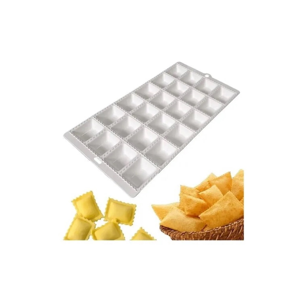 Forma Para Modelar Ravioli Mini Pasteis Massa 24 Cavas