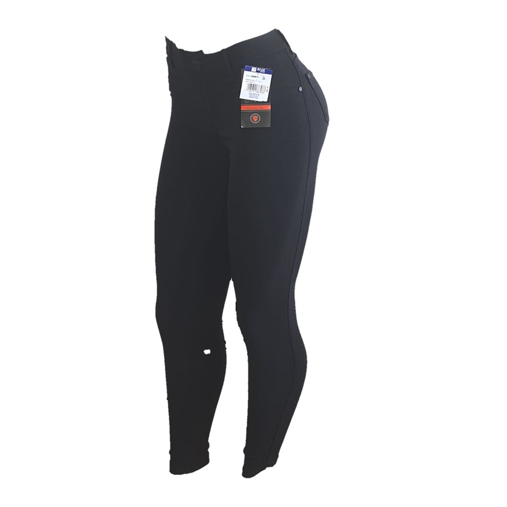 Calça bengaline feminina bivik elastano preta cos alto