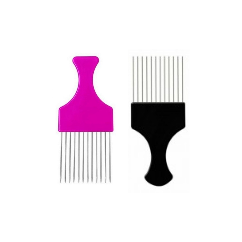 Kit com 2 Pentes Garfo Afro de Aço Cabelos Crespos Cacheados | Shopee ...