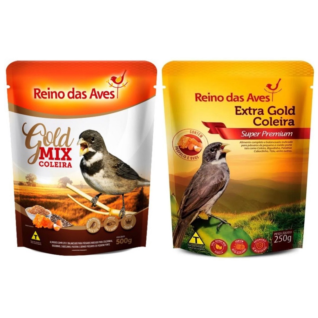 Kit Coleiro - Mix Sementes + Ração Extra Gold Reino das Aves