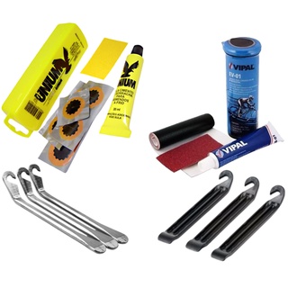 Kit Estojo De Remendo P/ Conserto Camara De Ar Bike C/ Cola + Espátulas