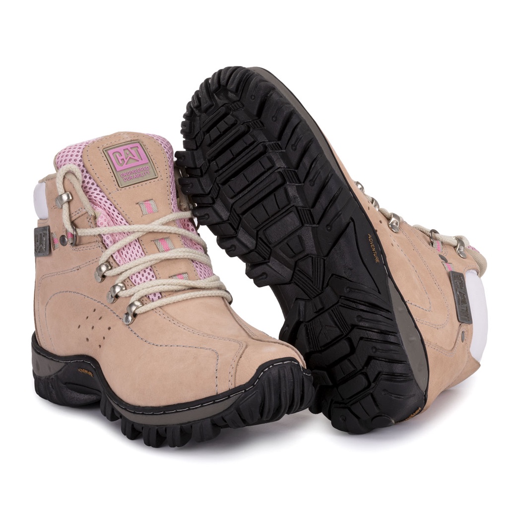 Bota Cat Couro Legitimo + Chinelo+palmilhagel Feminino Rf300