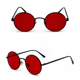Óculos redondo vermelho e preto
