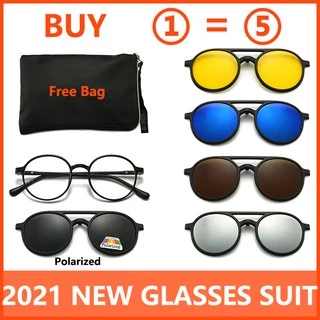 【 1Frame + 5Lens 】 2021 Novo Fashion Polarized glasses Suit Óculos De Sol Com Clipe Magnético Para Pesca Ao Ar Livre UV400 (20tipos)