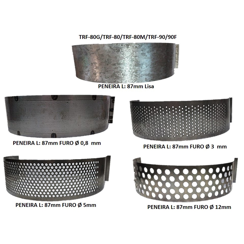 Conjunto Peneiras Triturador Forrageiro Largura 87mm TRF-80/80M
