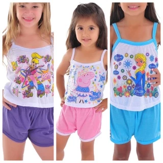 Kit c/ 3 Baby Dolls Infantil Camisetinha | Kit 3 009 em Oferta na Shopee